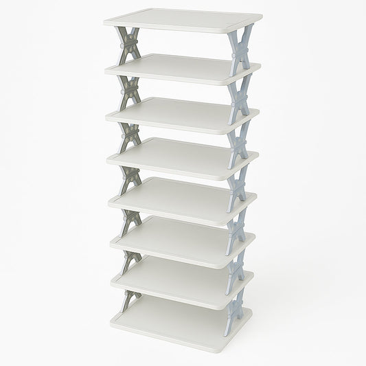 8-Layer Foldable Shoe Rack for Entryway - Heavy Duty Plastic Shoe Organizer Organivo