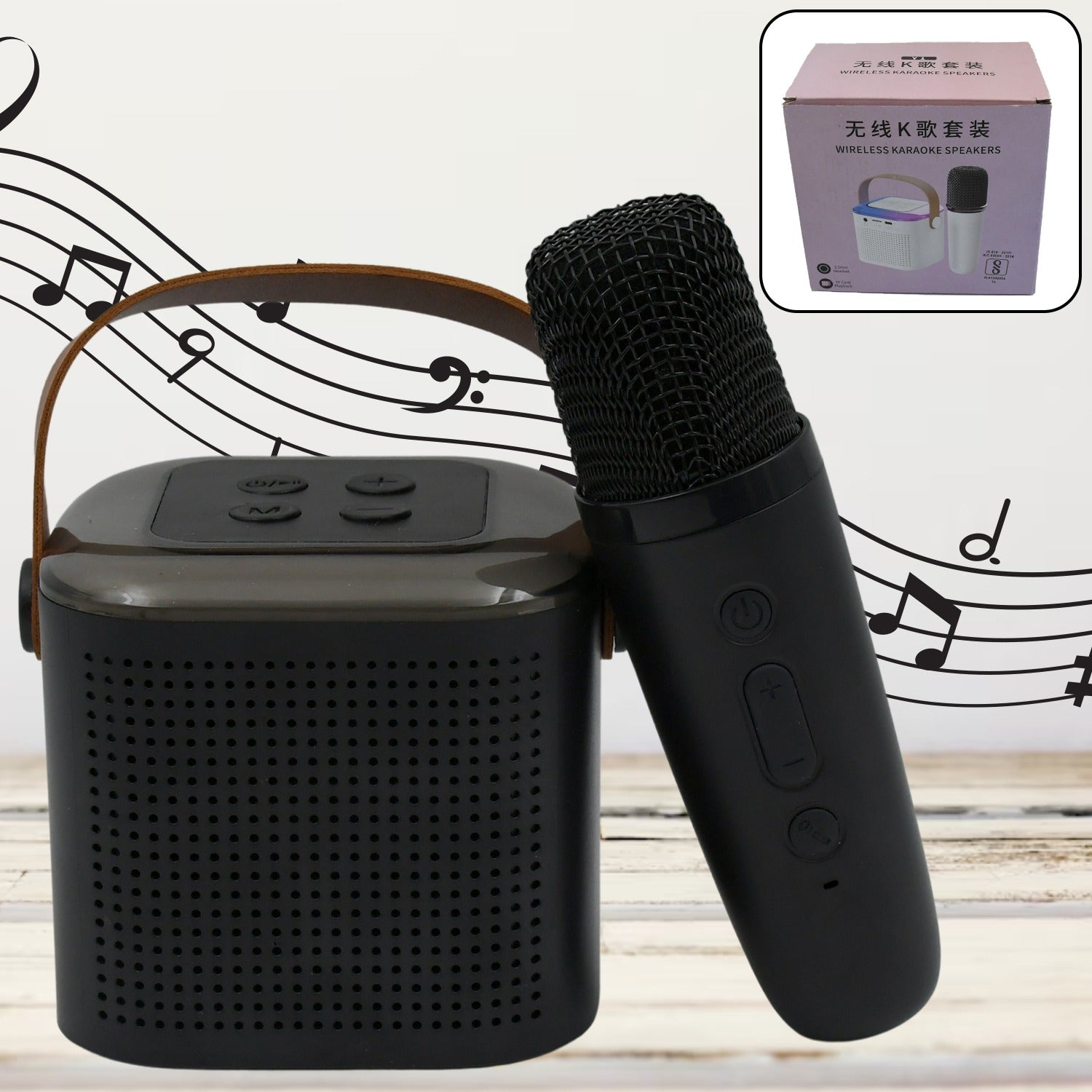 Wireless Speaker Microphone Set, RGB Light Support Memory Card PortableKaraoke Machine Perfect  for Travel TV Your Brand