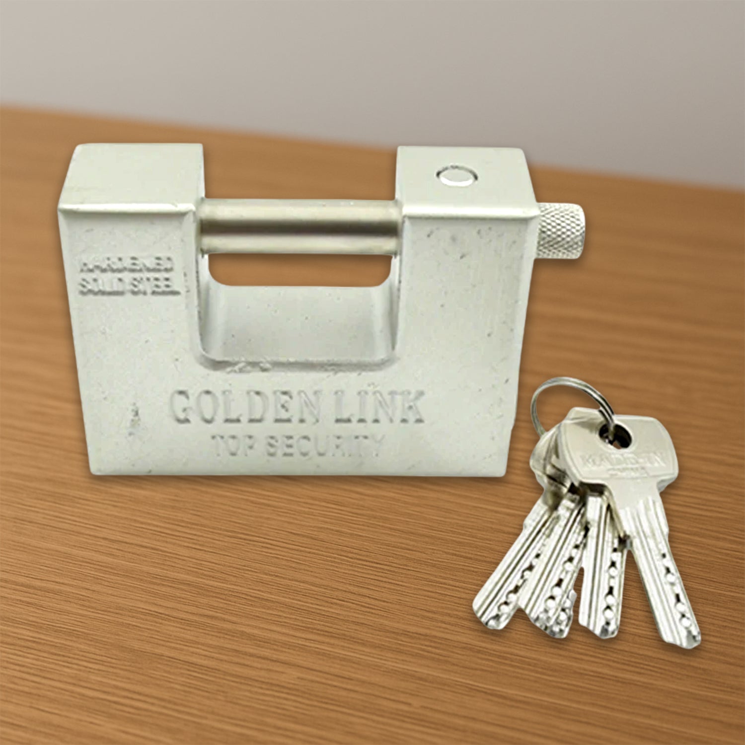 94mm Stainless Steel Padlock: Rectangular, Hardened Steel, 5 Keys Your Brand