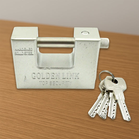 94mm Stainless Steel Padlock: Rectangular, Hardened Steel, 5 Keys Your Brand