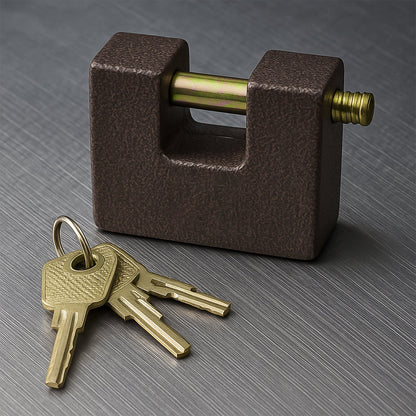 Iron lock, Brass Core and Thickened Spray Black Iron Door Lock With 5 pc Keys for Home Dormitory, Waterproof Antirust Anti-theft locks Outdoor Gate Shed Locks Warehouse Big Iron Door Drawer Lock (63 mm ) Your Brand