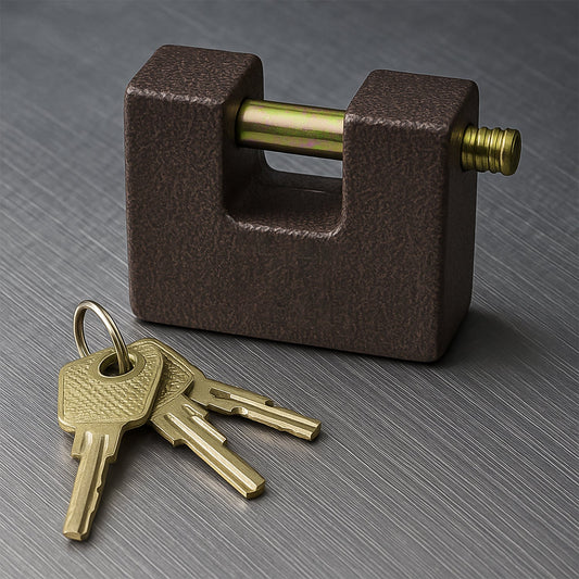 Iron lock, Brass Core and Thickened Spray Black Iron Door Lock With 5 pc Keys for Home Dormitory, Waterproof Antirust Anti-theft locks Outdoor Gate Shed Locks Warehouse Big Iron Door Drawer Lock (63 mm ) Your Brand