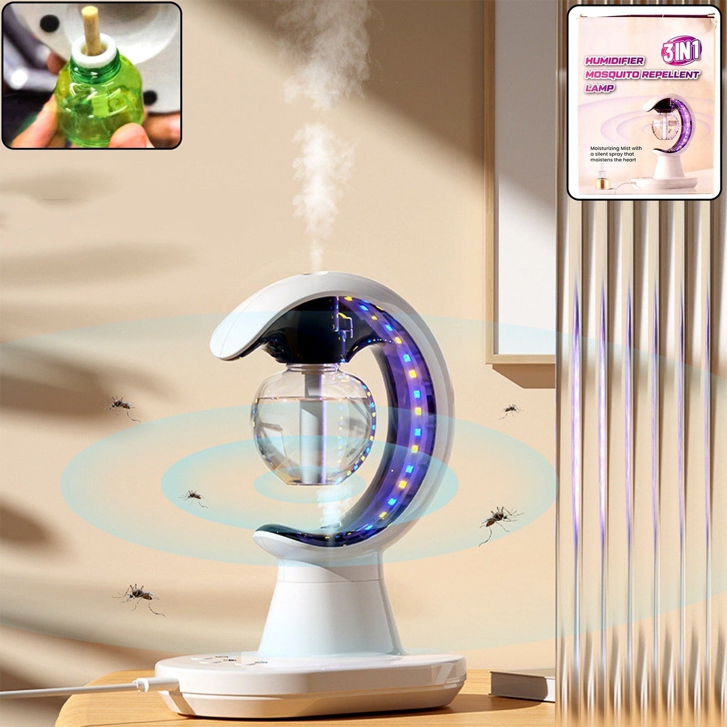 3-in-1 LED Lamp with Humidifier and Mosquito Repellent (1 Pc) Your Brand