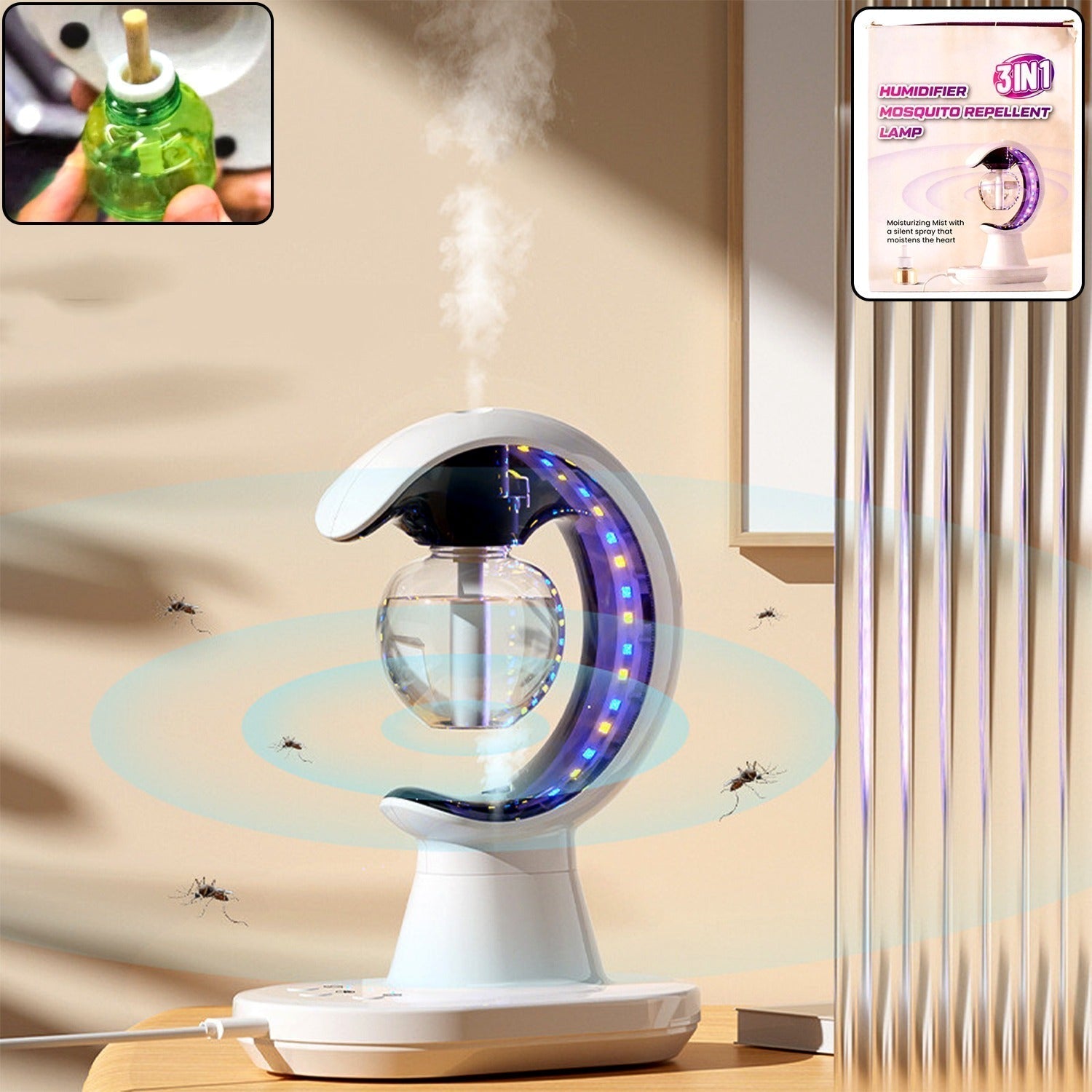 3-in-1 LED Lamp with Humidifier and Mosquito Repellent (1 Pc) Your Brand