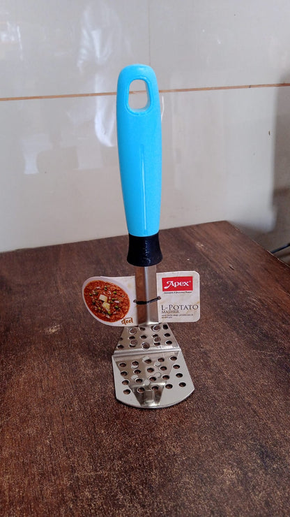 Apex L-Handle Stainless Steel Potato Masher Ergonomic Grip (1 Pc) Your Brand