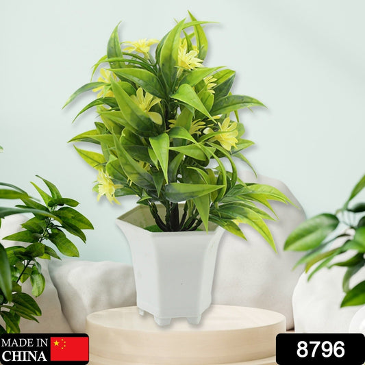 Artificial Flower Plant with Cute Pot – Home & Office Tabletop Decor, Indoor Balcony Plant (1 Pc) Your Brand