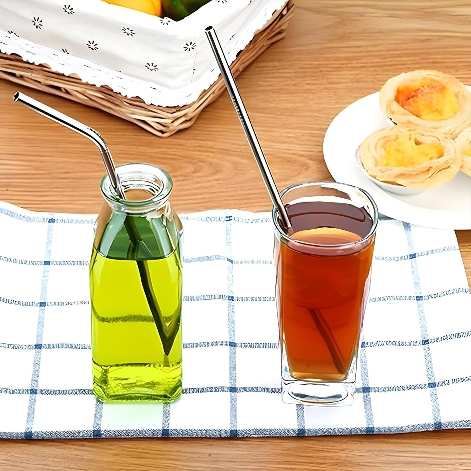 0579 Premium Stainless Steel Reusable Drinking Straws with Cleaning Brush Set