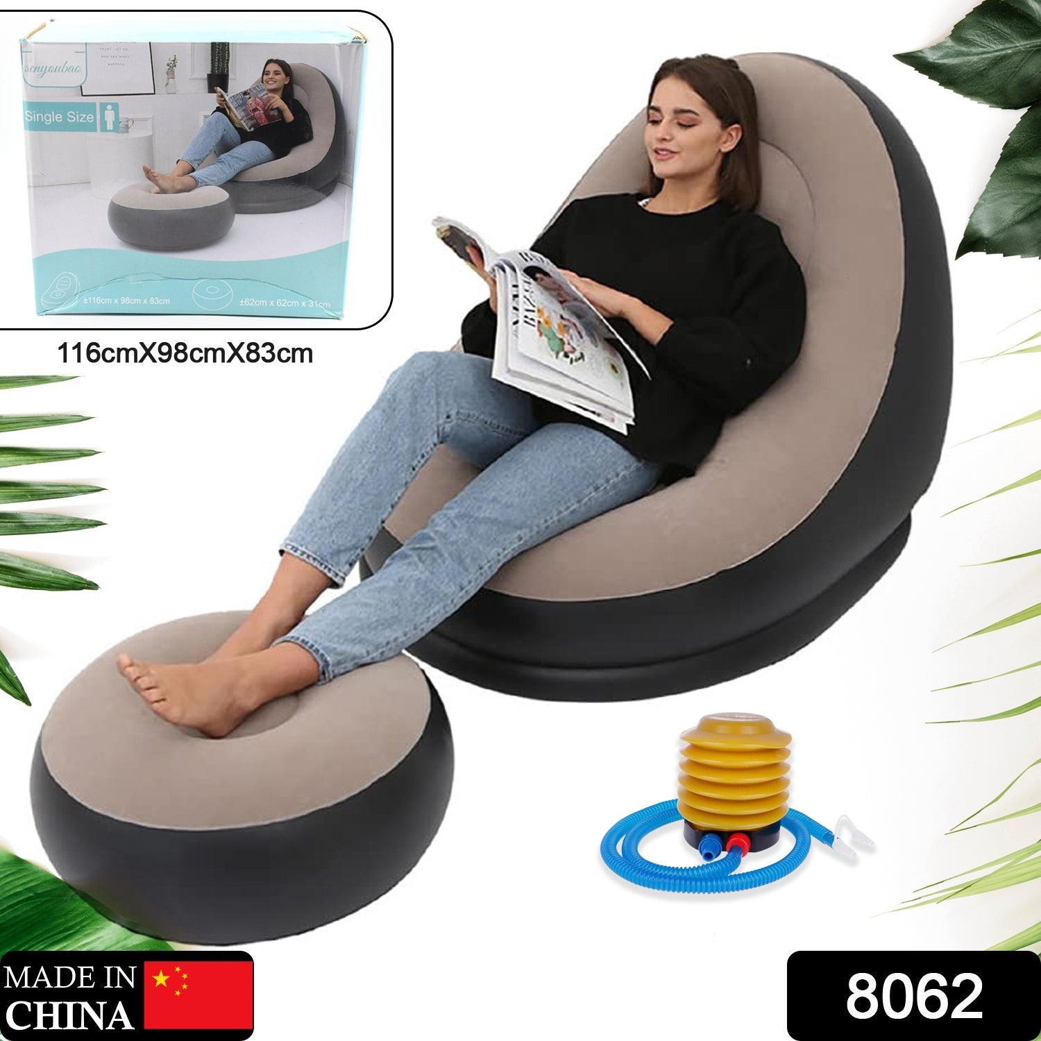 Portable Indoor/Outdoor Air Sofa, couch & Pump Styleva