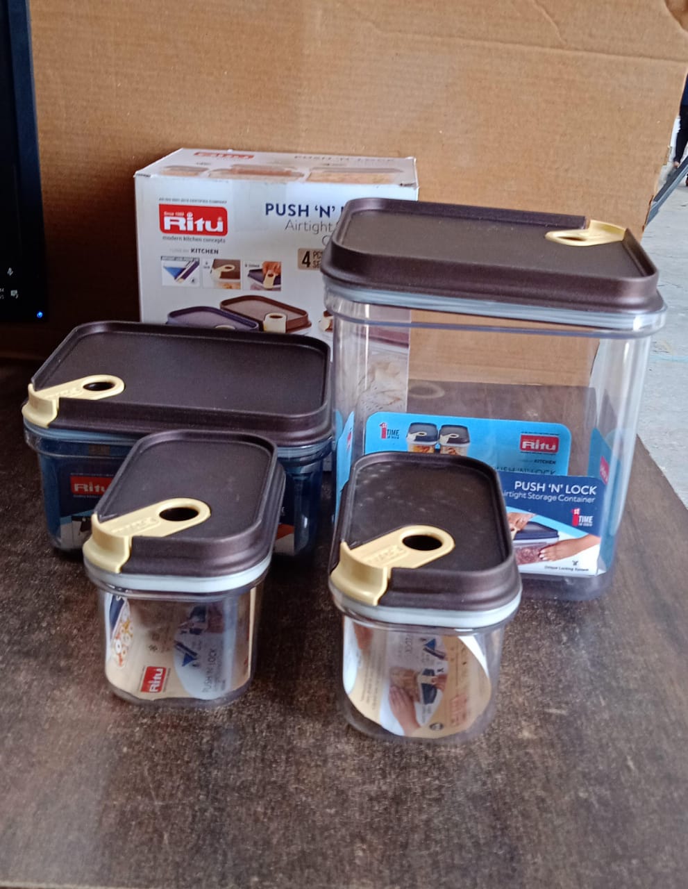 Ritu Push 'N' Lock Airtight Food Storage Container Set (4 Pc) Your Brand