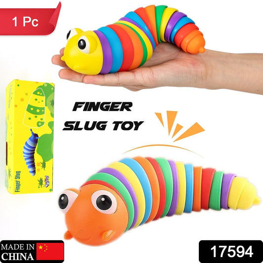 3D Rainbow Color Plastic Slug Fidget Toys, Stress Relieving Toy, Sensory Slug Toy for Boys and Girls, Finger slug Toy, for Autistic, Caterpillar Fidget Toys Stress Relief Gifts for Toddlers Kids Adults  (1 Pc) Your Brand