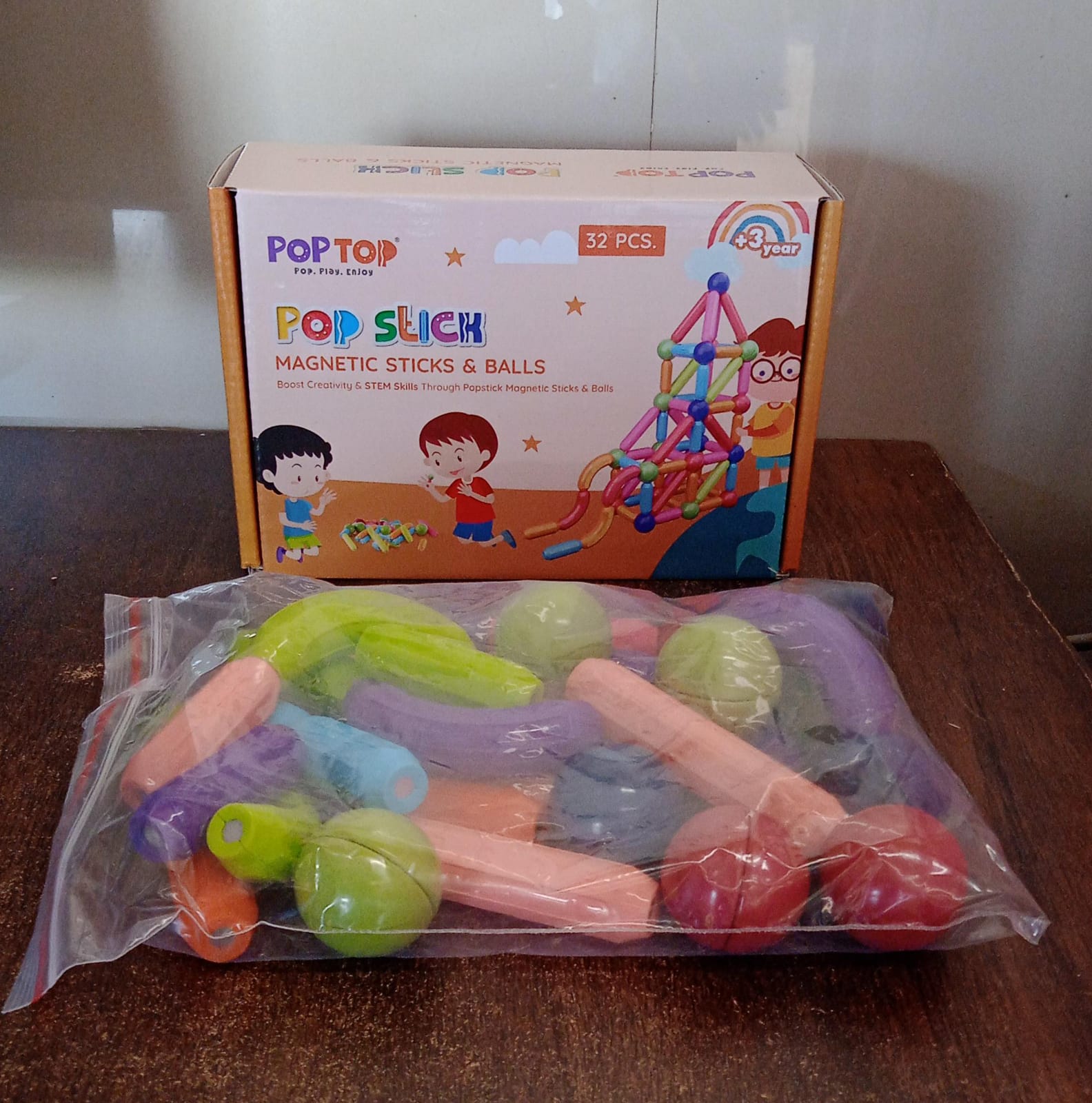 Magnetic Sticks Building Blocks Learning Toy for Kids (32 Pc) Your Brand