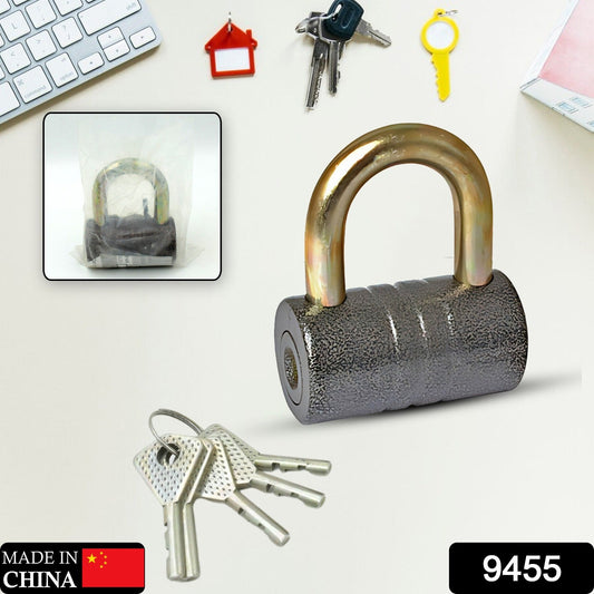 Heavy-Duty Iron Padlock – 82mm Black Spray Lock with Brass Core & 5 Keys, Waterproof & Anti-Theft Your Brand