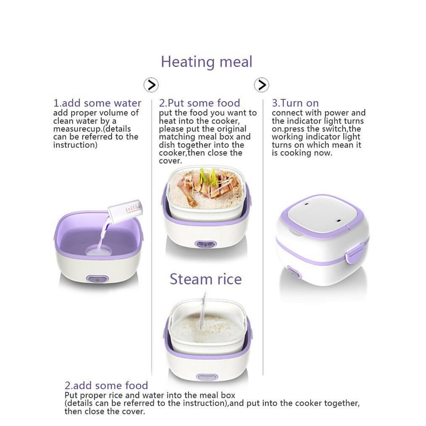 Electric Lunch Box Portable Food Warmer Food Heating Lunch Box Removable Food-Grade Stainless Steel Compartments, 220V 200W, for Car, Truck, office  Your Brand