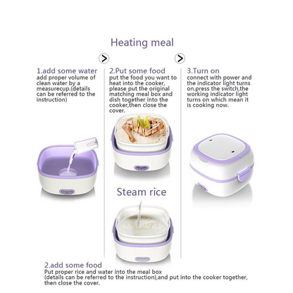 Electric Lunch Box Portable Food Warmer Food Heating Lunch Box Removable Food-Grade Stainless Steel Compartments, 220V 200W, for Car, Truck, office  Your Brand