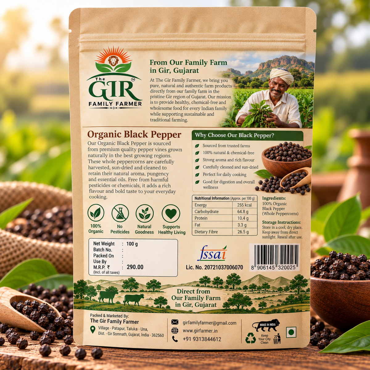 Organic Black Pepper (Kali Mirch)