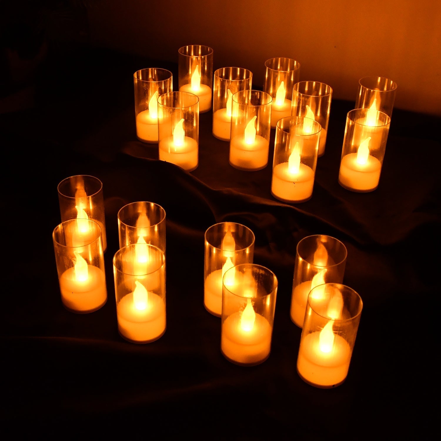 Flameless Candles with Transparent plastic Covers Set of 24 Pcs LED Your Brand