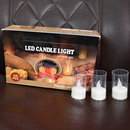 Flameless Candles with Transparent plastic Covers Set of 24 Pcs LED Your Brand