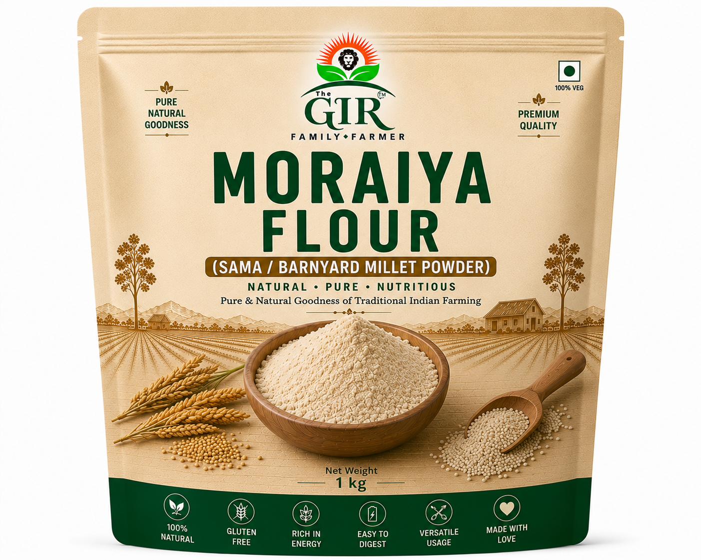 The Gir Farmer Moraiya Flour (Sama / Barnyard Millet Powder) | Low Pressure Ground Healthy Vrat Flour