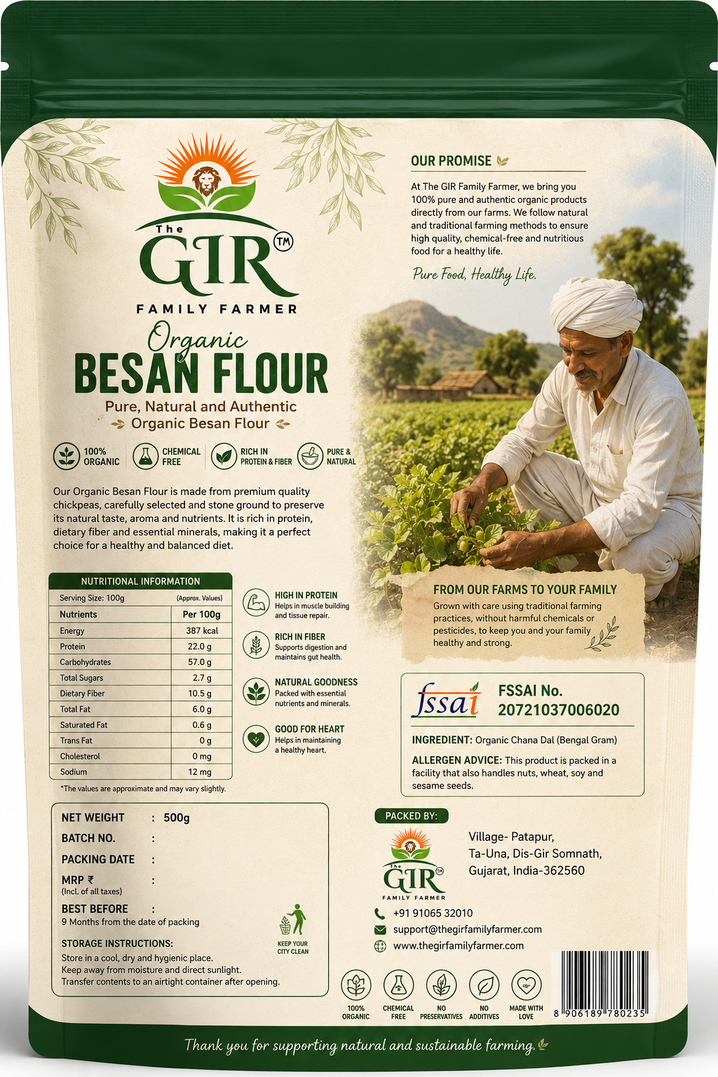 Organic Besan Flour - Pure Natural and Authentic Organic Besan Flour