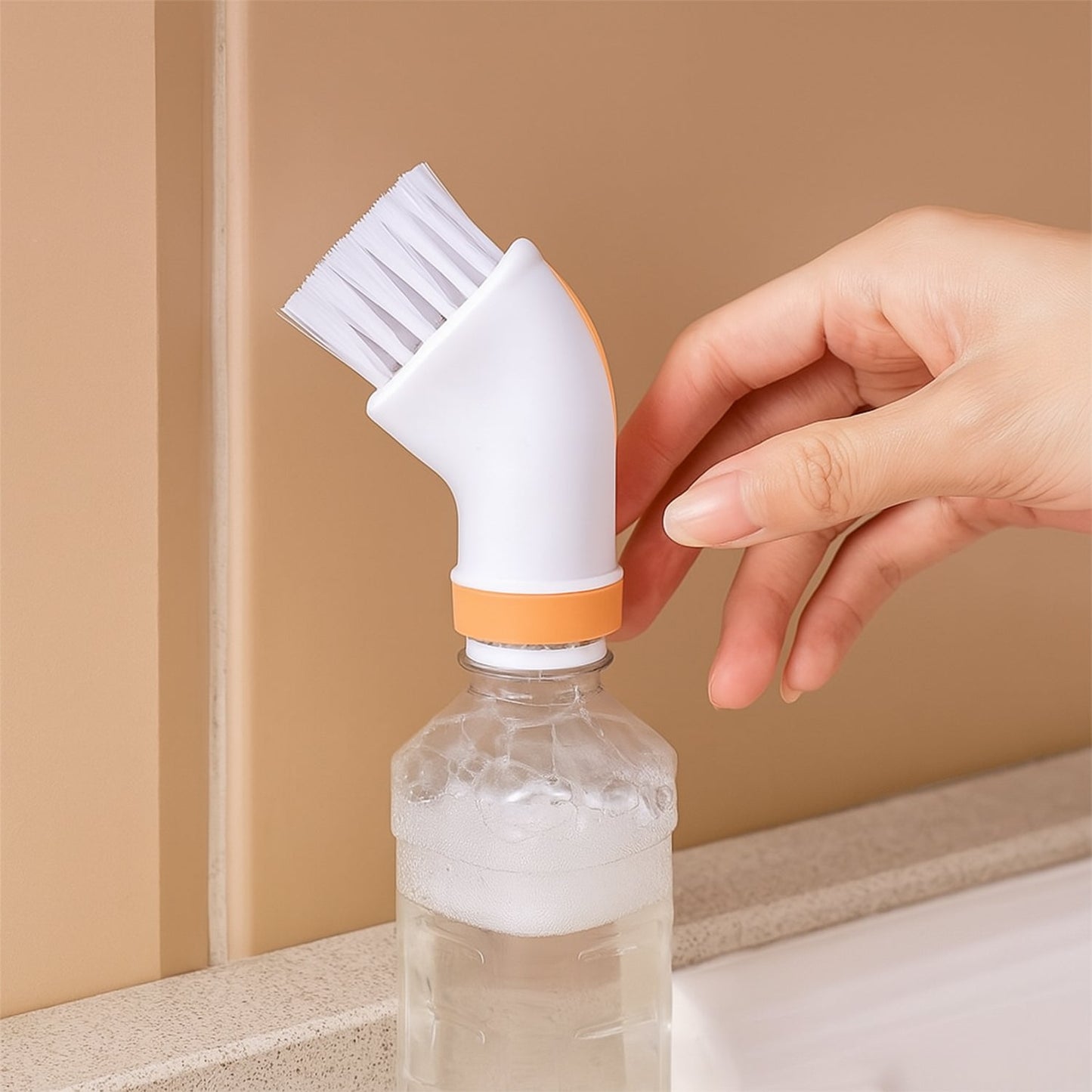 Multipurpose Bottle-Attachable Cleaning Brush for Kitchen and Bathroom (1 Pc) Your Brand