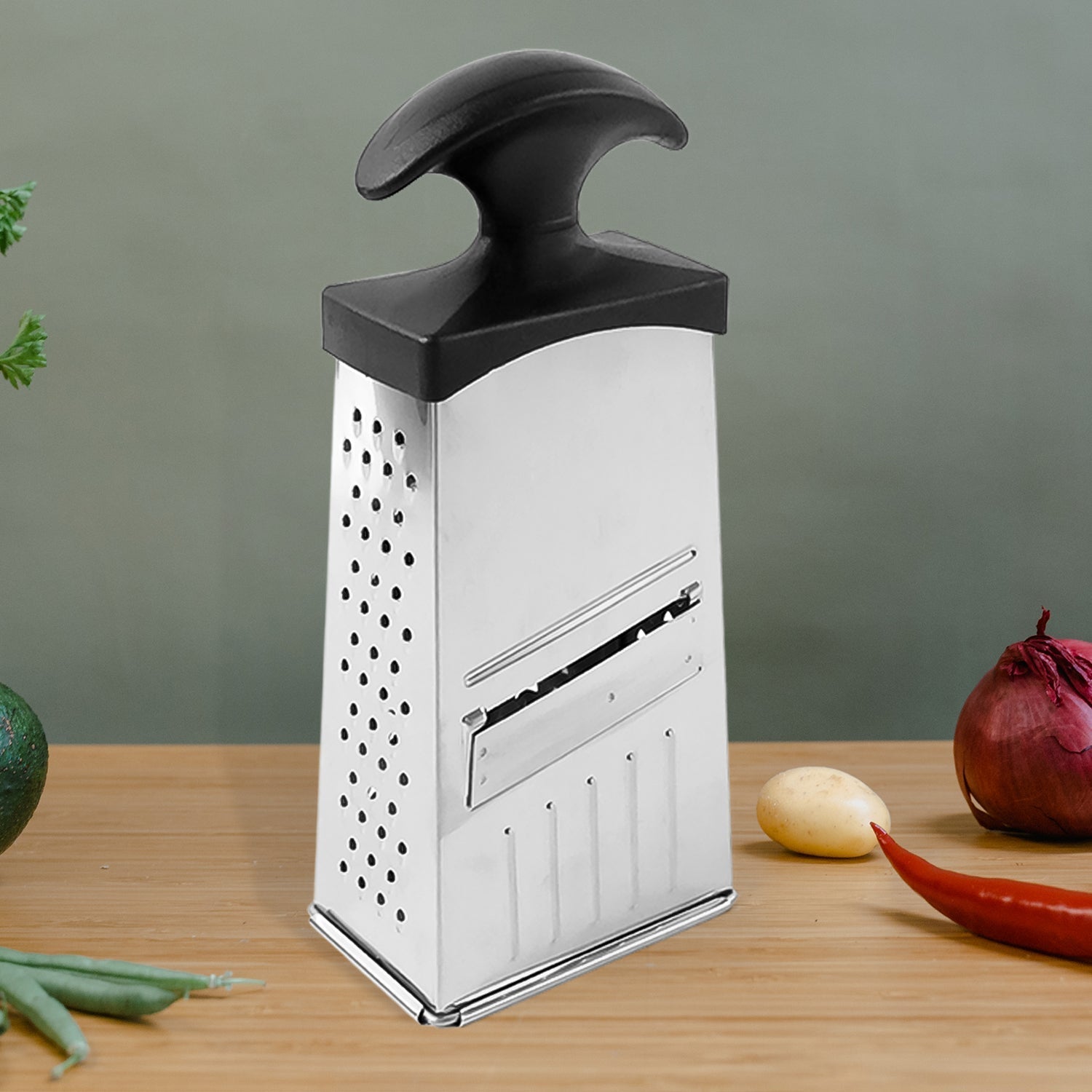 Apex Classic 4-in-1 Stainless Steel Grater & Slicer with Handle Your Brand