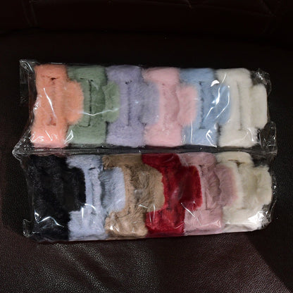 Big-Size Soft Faux Fur Hair Claw Clips (12 Pc) Your Brand