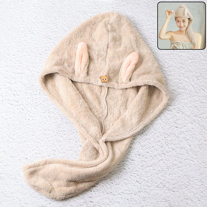 Cute Animal Ear Hooded Hair Drying Towel Wrap (1 Pc) Your Brand