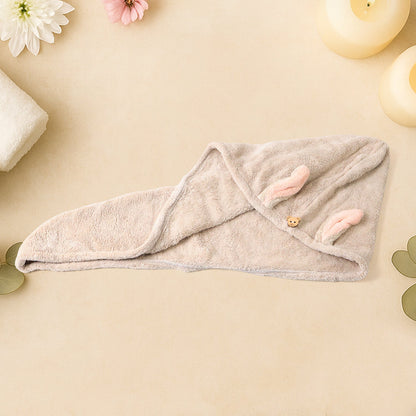 Cute Animal Ear Hooded Hair Drying Towel Wrap (1 Pc) Your Brand