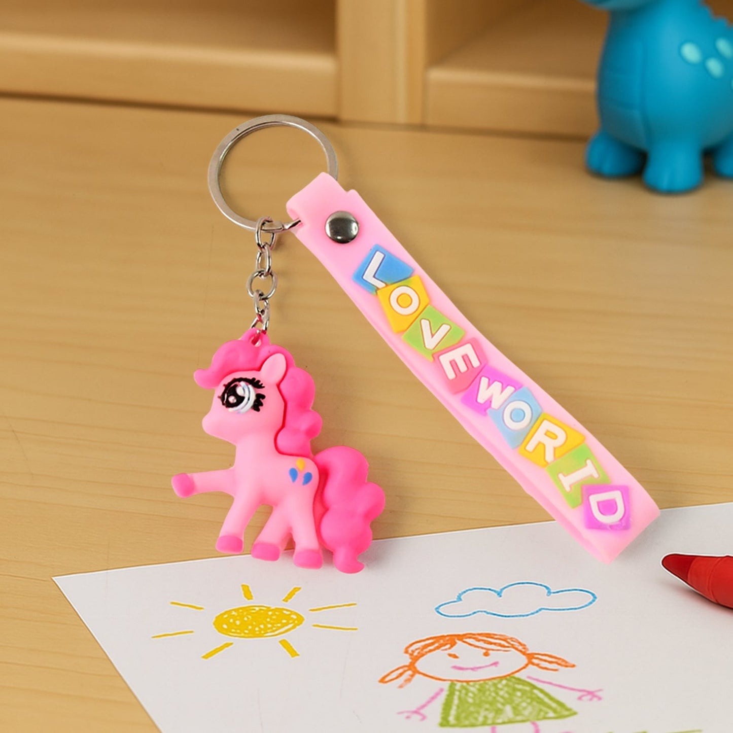 Cute Cartoon Silicone 3D Key Chain with Metal Hook & Strap (Pack of 1) Your Brand