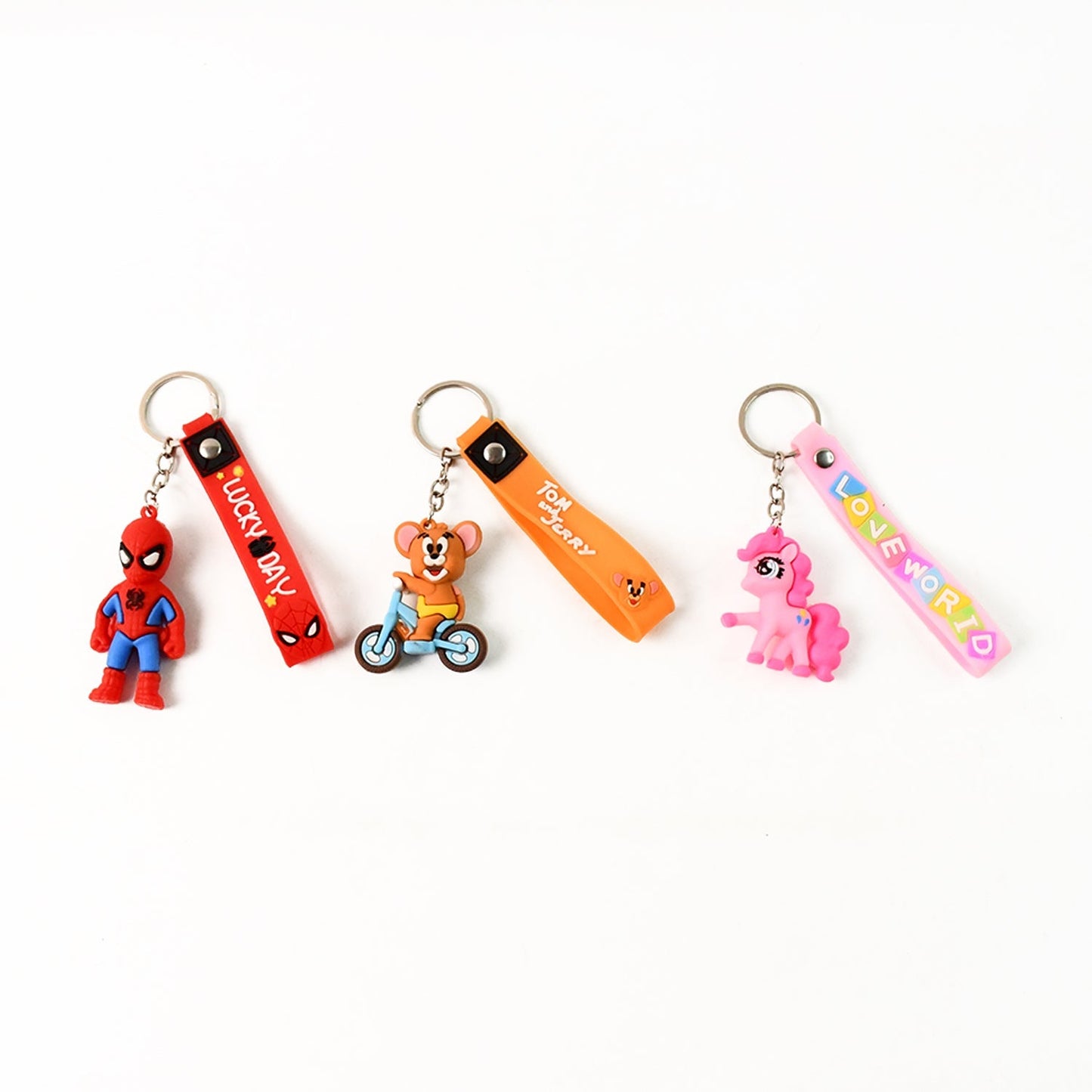 Cute Cartoon Silicone 3D Key Chain with Metal Hook & Strap (Pack of 1) Your Brand