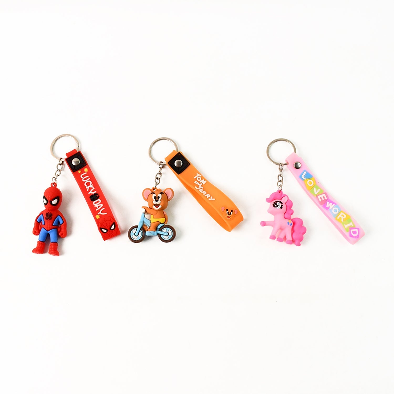 Cute Cartoon Silicone 3D Key Chain with Metal Hook & Strap (Pack of 1) Your Brand