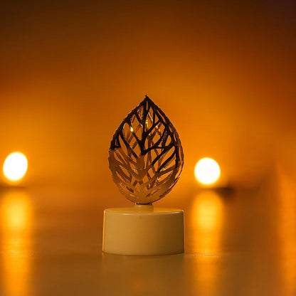 Decorative Golden Leaf Shaped Flameless LED Candles (4 Pc) DeoDap