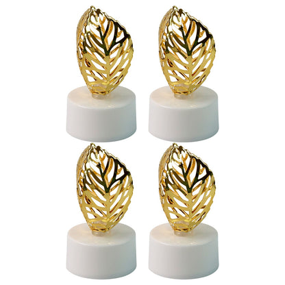 Decorative Golden Leaf Shaped Flameless LED Candles (4 Pc) DeoDap
