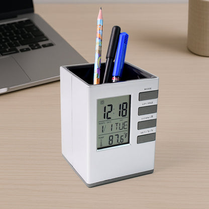 Multifunction Cube Digital Desk Clock with Pen Holder (1 Pc) Your Brand