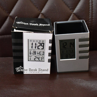 Multifunction Cube Digital Desk Clock with Pen Holder (1 Pc) Your Brand
