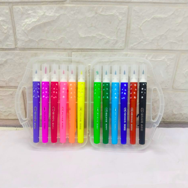 AM5249 Water Colour Brush Pens with Flexible Tip, Calligraphy (Pack of 12, Multicolor)