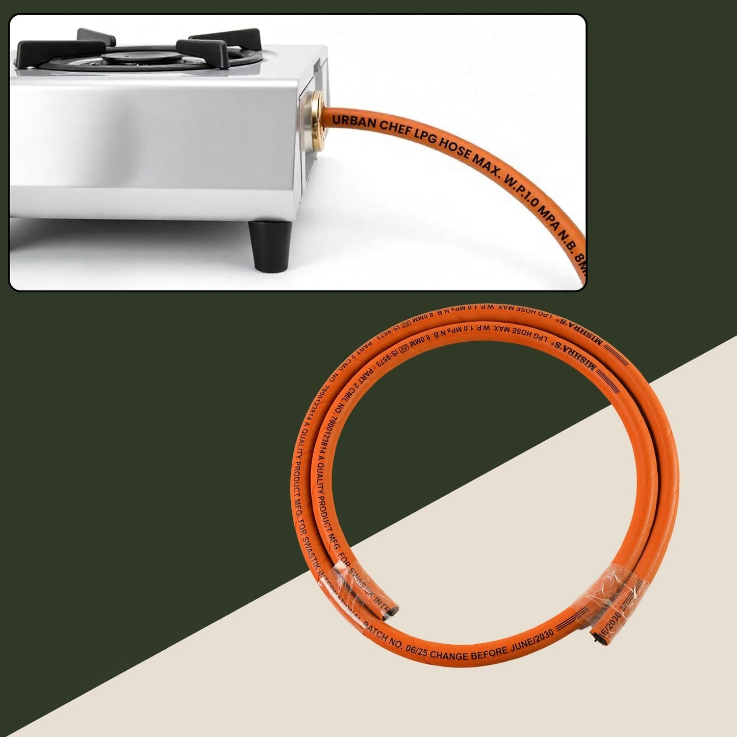 Mishra's 5-Piece Multipurpose LPG Kitchen Combo Set with Gas Pipe, Cylinder Trolley, Knife, Lighter & Peeler Your Brand