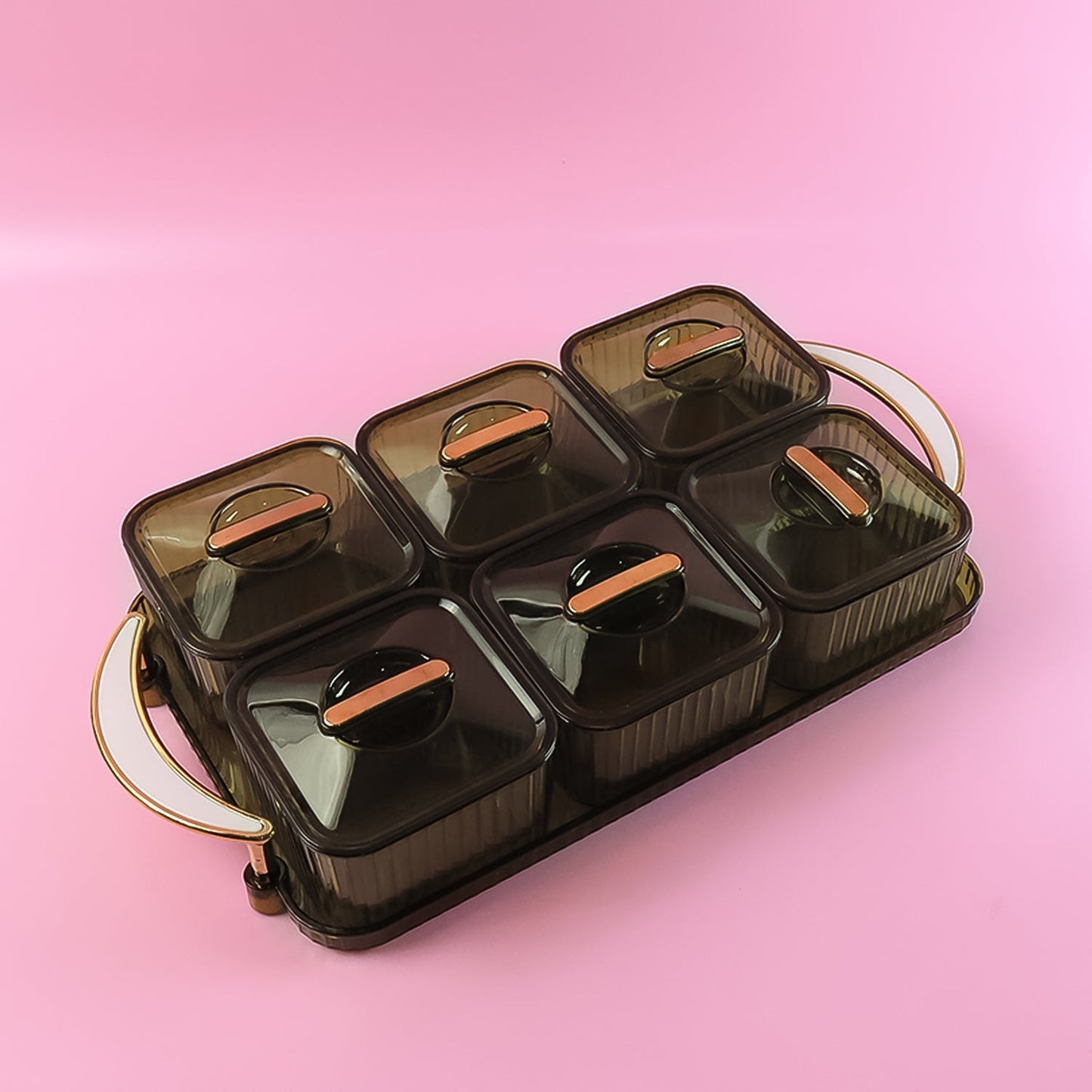 Liger Multipurpose Transparent Spice Jar Set with Tray and Lids 400ML Approx (6 Pc) Your Brand