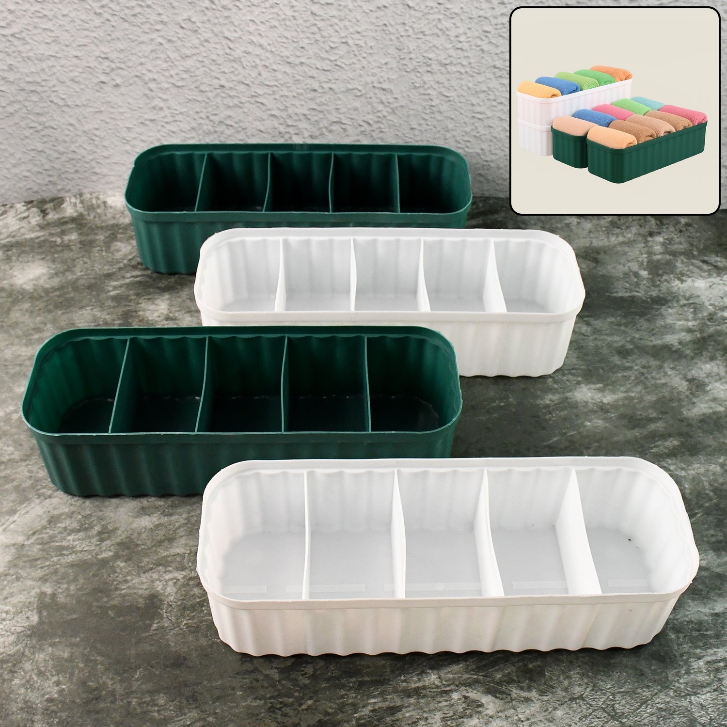5 Compartments Socks / Handkerchief / Underwear Storage Box Socks Drawer Closet Organizer Storage Boxes (pack of 4) Your Brand