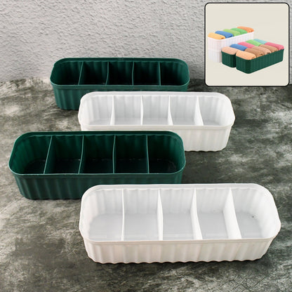 5 Compartments Socks / Handkerchief / Underwear Storage Box Socks Drawer Closet Organizer Storage Boxes (pack of 4) Your Brand