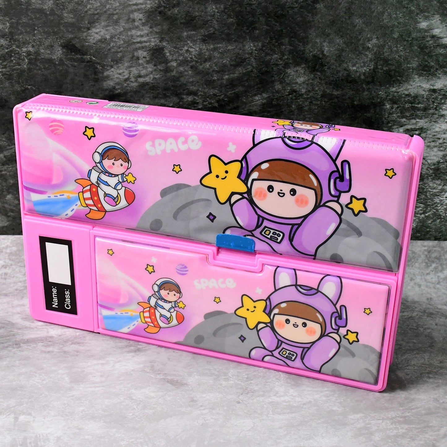 Multi-Functional Space Theme Pencil Box with Built-in Calculator (1 Pc) Your Brand