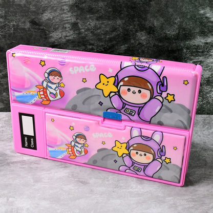Multi-Functional Space Theme Pencil Box with Built-in Calculator (1 Pc) Your Brand