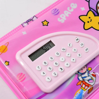 Multi-Functional Space Theme Pencil Box with Built-in Calculator (1 Pc) Your Brand