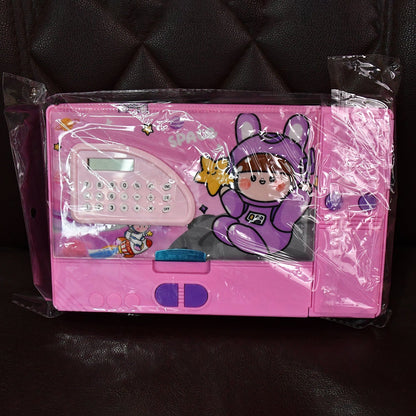 Multi-Functional Space Theme Pencil Box with Built-in Calculator (1 Pc) Your Brand