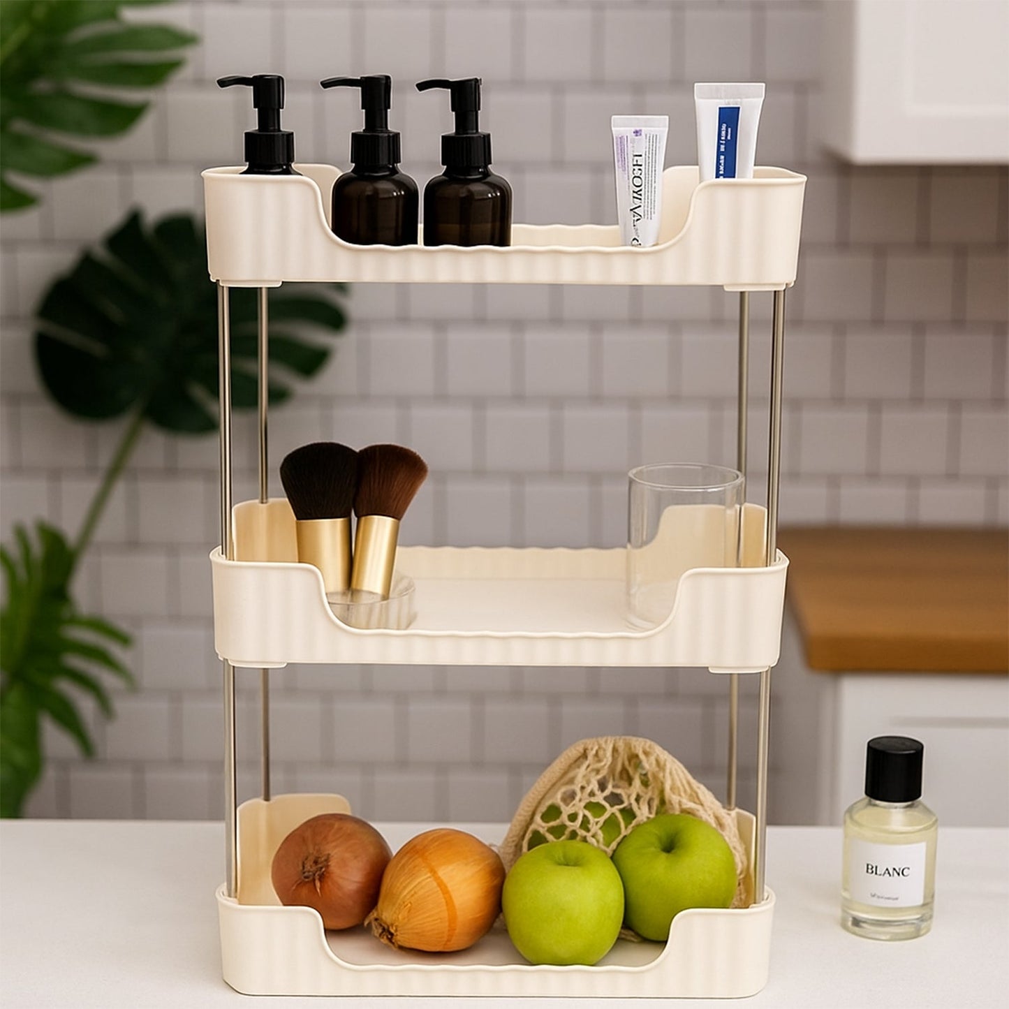 3-Tier Multipurpose Storage Organizer Rack Shelf (1 Set) Your Brand