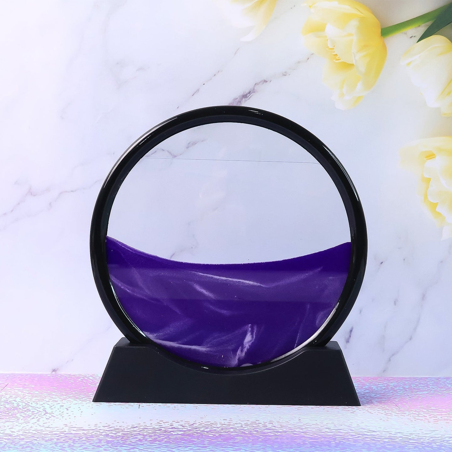 3D Moving Sand Art – Liquid Motion Deep Sea Sandscape with Round Glass Frame (1 Pc) Your Brand