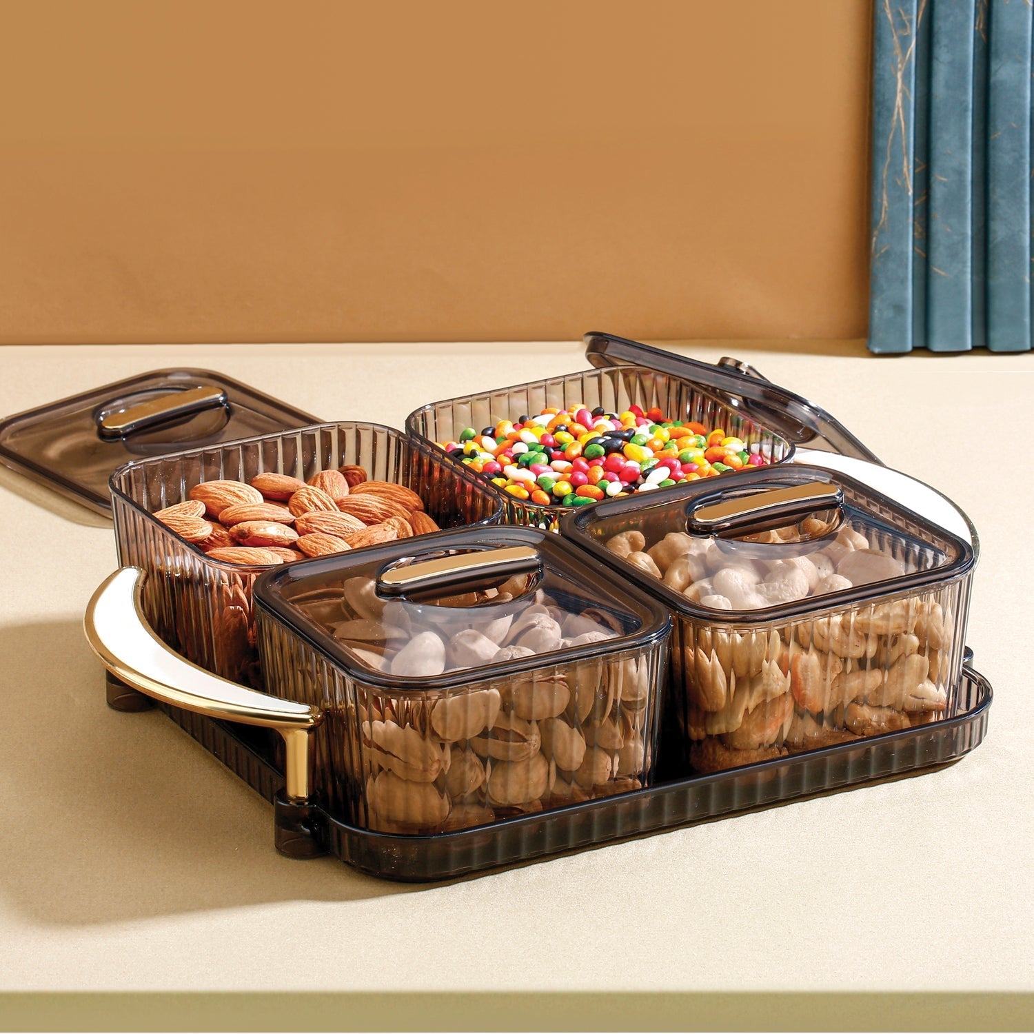 Liger Luxury Delight 4-Piece Dryfruit Storage Box (1 Set) Your Brand