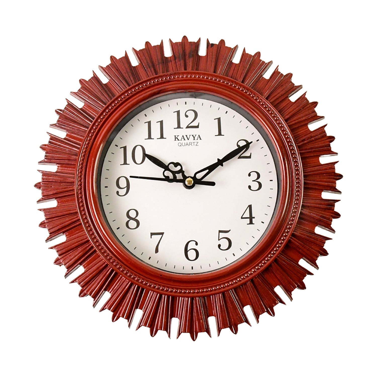 Wooden Look Round Wall Clock - Battery Operated, Easy-to-Read, Plastic Design for Home/Office Your Brand