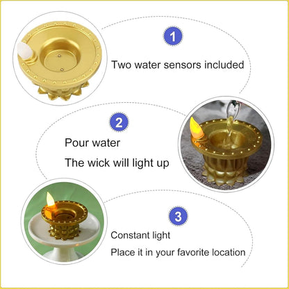 Set of 3 Water Sensor LED Golden Diyas DeoDap