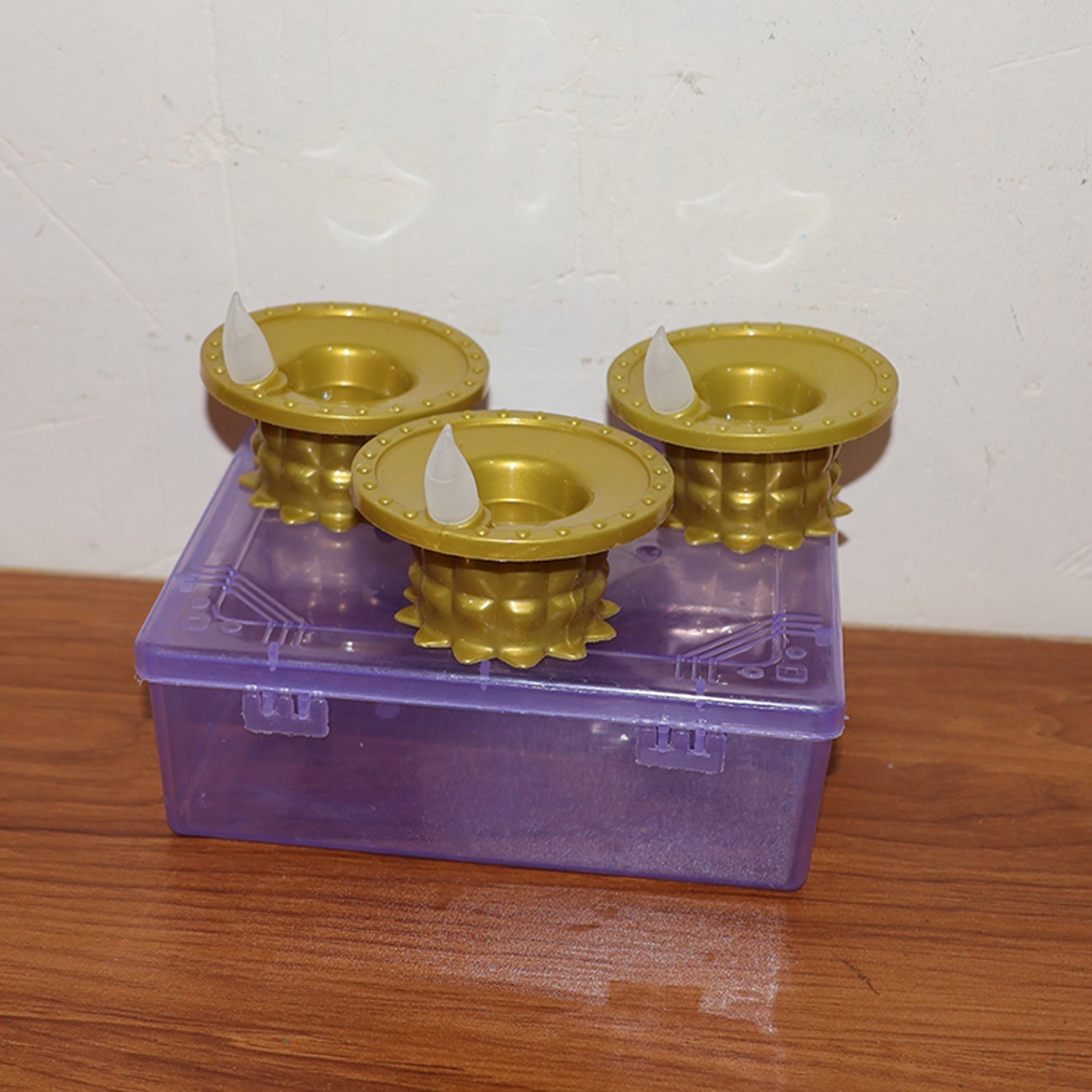 Set of 3 Water Sensor LED Golden Diyas DeoDap